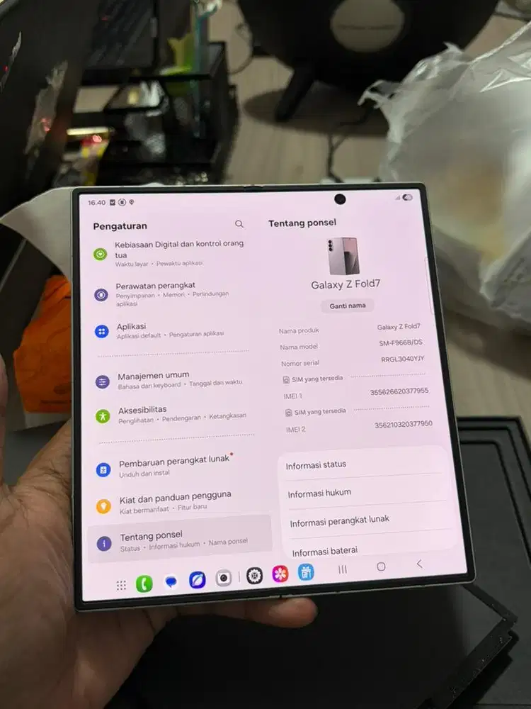 Samsung fold 7 256Gb garansi on silver fullset ori