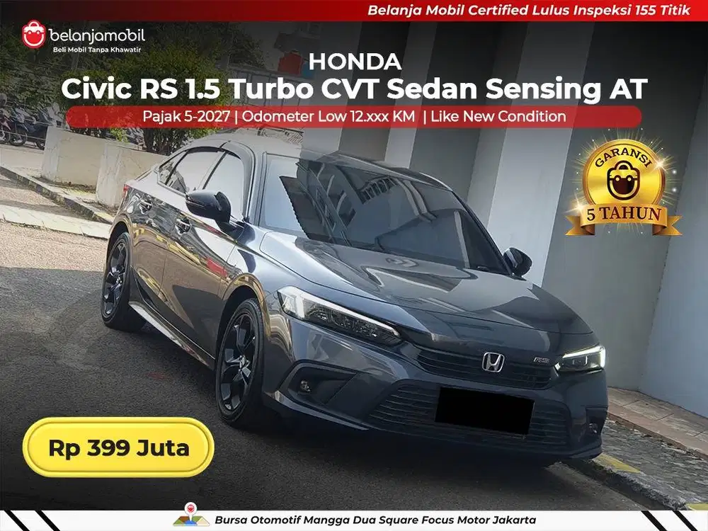 [ LOW KM 12RB ] Honda Civic RS 1.5 Turbo CVT Sedan Sensing 2023 2024