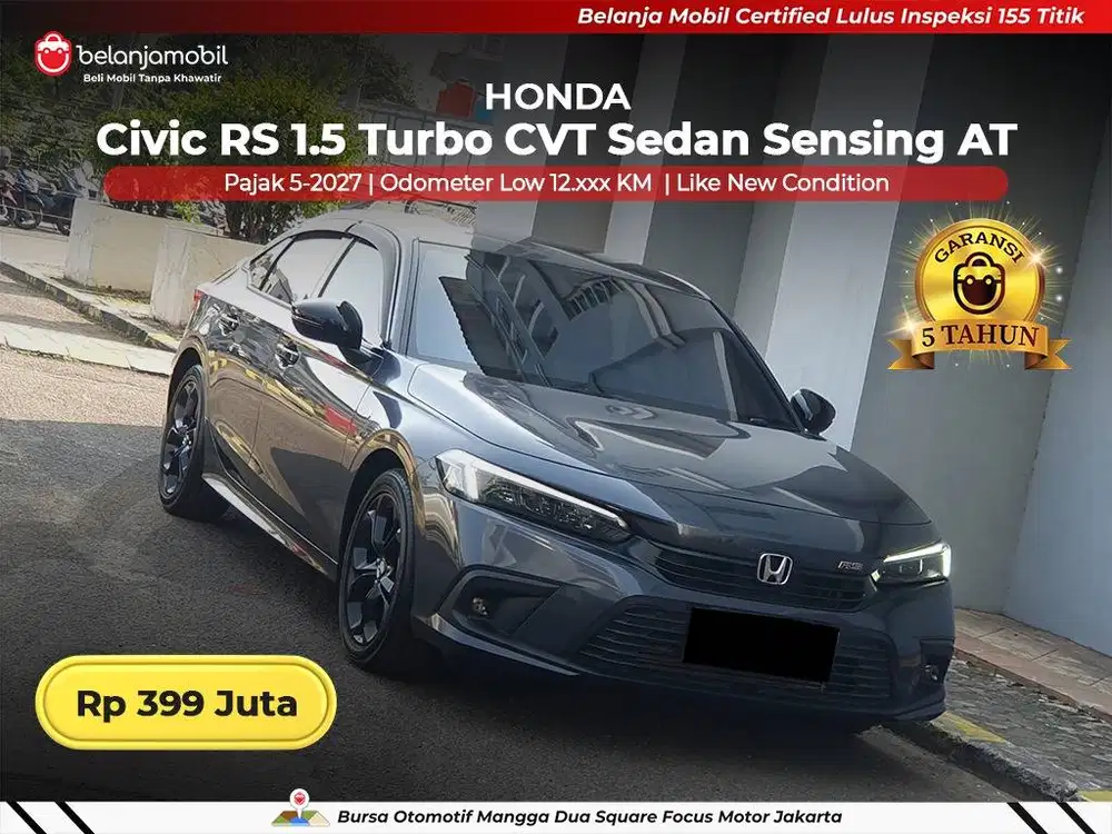 [ LOW KM 12RB ] Honda Civic RS 1.5 Turbo CVT Sedan Sensing 2023/2024