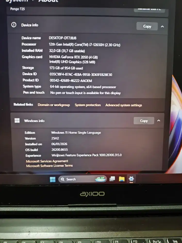 Laptop Axioo Pongo 725 UPGRADE!!! Murah