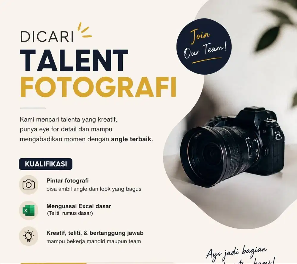 Kameramen Fotografi & Excel Dasar
