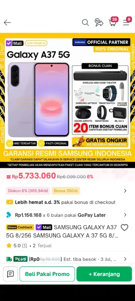 Samsung a37 8/256