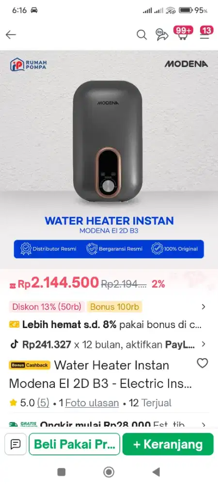 Water Heater Modena EI 2D B3
