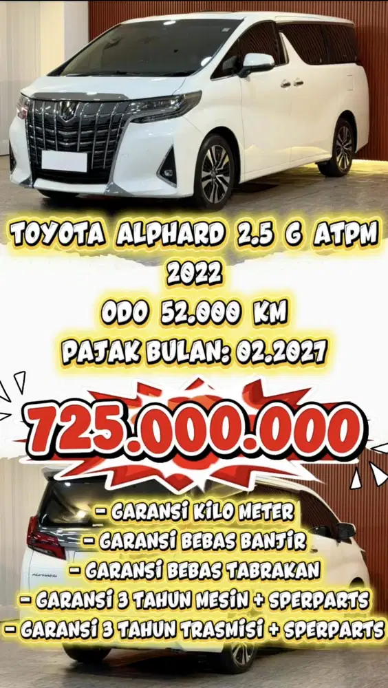 TOYOTA ALPHARD G ATMP 2.5 AT 2022 BERGARANSI
