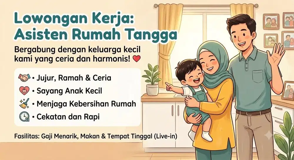 LOWONGAN ASISTEN RUMAH TANGGA (ART) - WAJIB MENGINAP