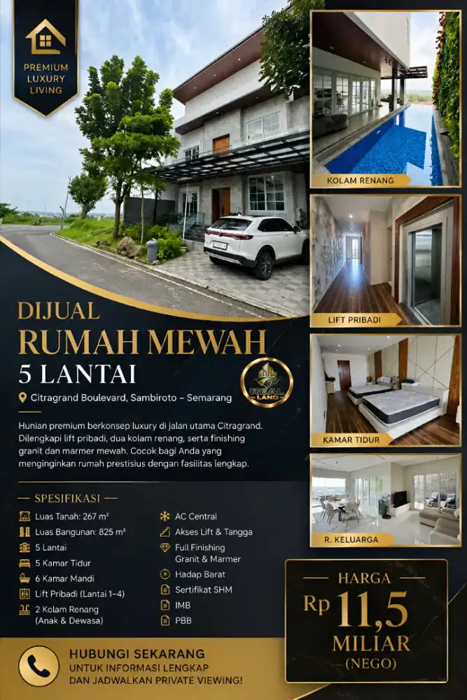 DIJUAL RUMAH MEWAH 5 LANTAI
  Citragrand Boulevard, Sambiroto