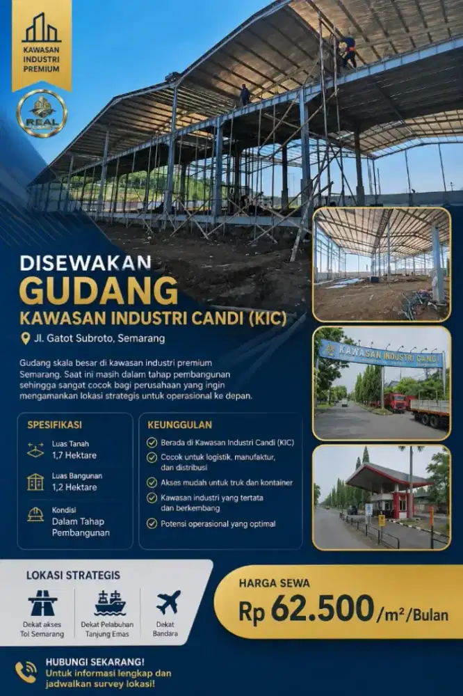 Disewakan GUDANG BESAR KAWASAN INDUSTRI CANDI SEMARANG