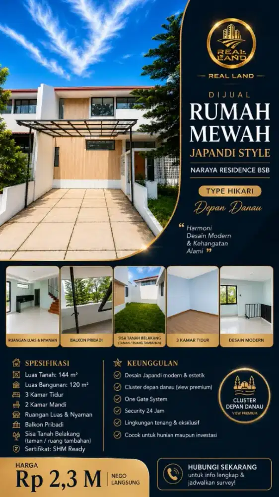 Naraya Residence BSB SEMARANG Blok B 7 Danau BSB sertifikat ready