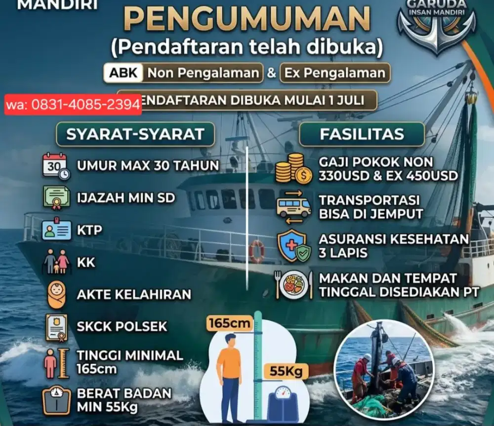Di cari abk kapal non pengalaman