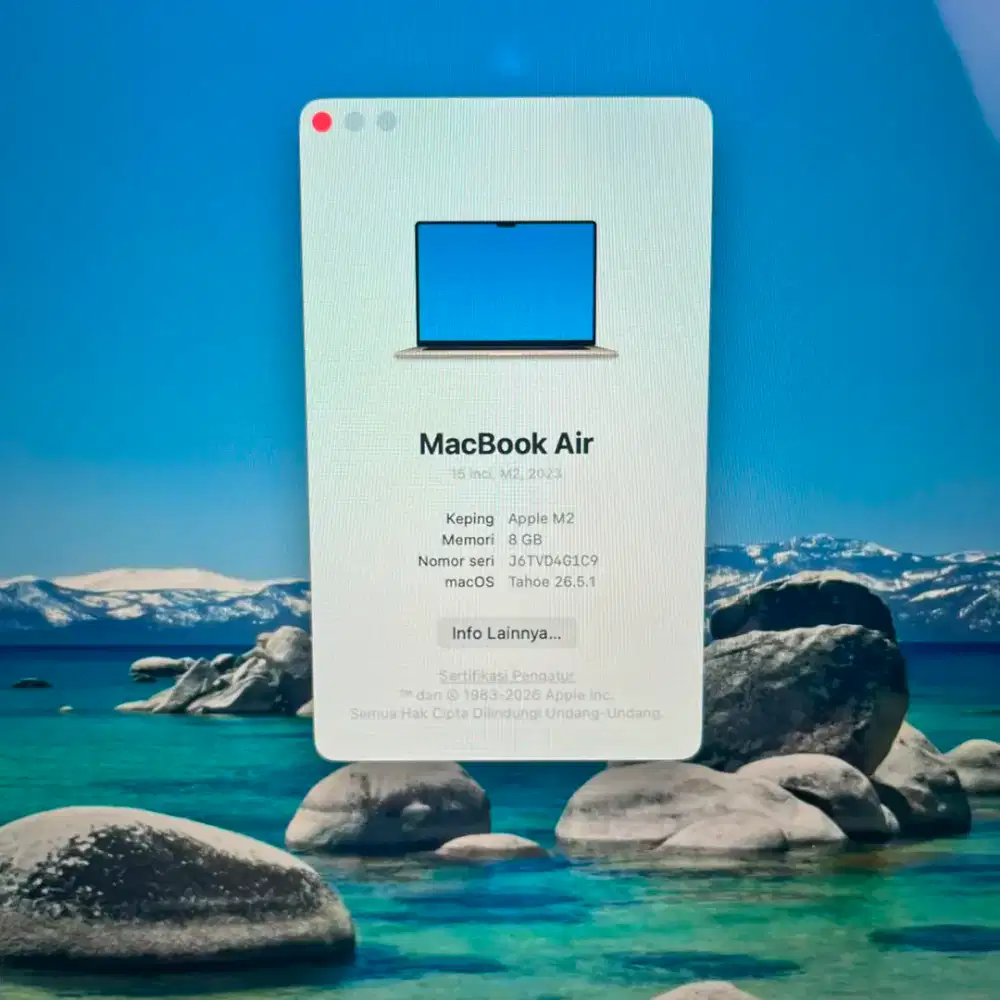 Macbook Air M2 Ram 8 Ssd 256 Layar 15 inch Full set Starlight desain