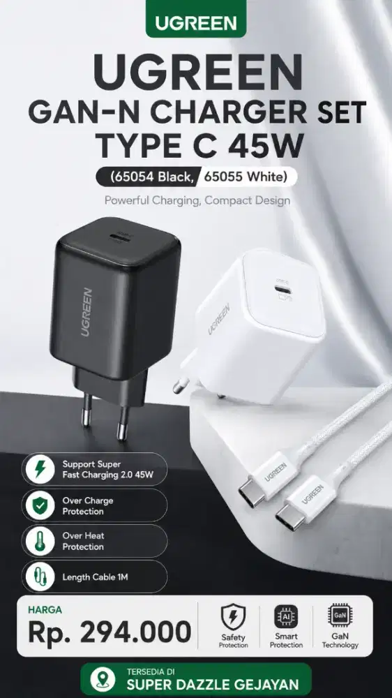 UGREEN GAN-N SET TYPE C 45W (65054, 65055)
