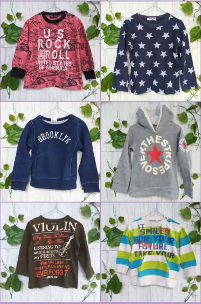 Kaos sweater crew neck lengan panjang anak laki² size 1-2tahun