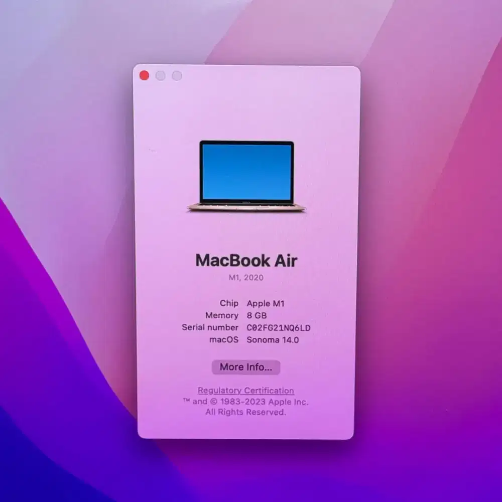 Macbook Air M1 Ram 8 Ssd 512 Layar 13 inch Full set Rose Gold desain