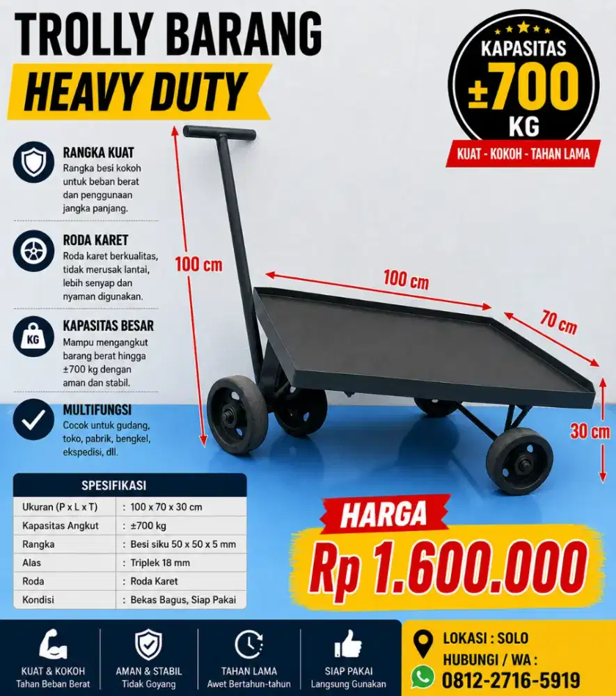 DIJUAL TROLLY BARANG HEAVY DUTY