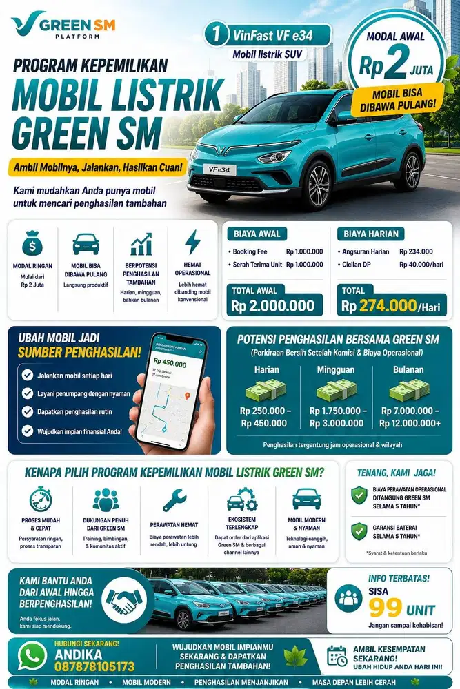 BUTUH DRIVER MITRA GREEN SM PLATFORM DAPAT MOBIL TANPA LABEL GREEN SM