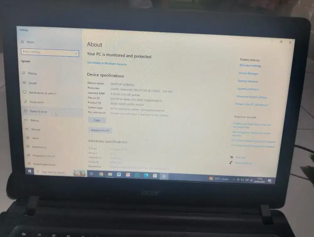 laptop acer aspire es1-432 Ram 4gb