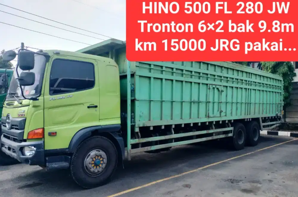 Hino 500 FL 280 JW Tronton 6×2 Bak Besi 9.8m Km15rb Gress Bio Solar