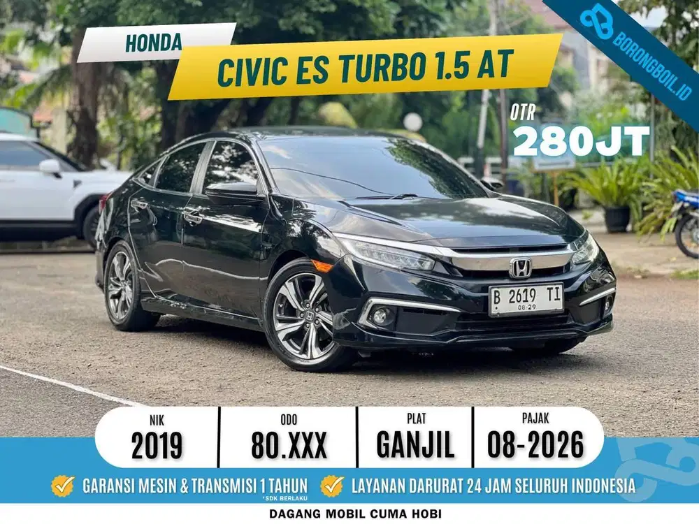 TERMURAH HONDA CIVIC ES TURBO 2019 HITAM FULLSET PAJAK PANJANG