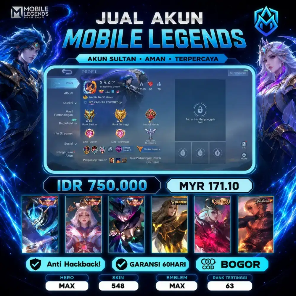 JUAL AKUN MOBILE LEGENDS MLBB SPEK MEWAH