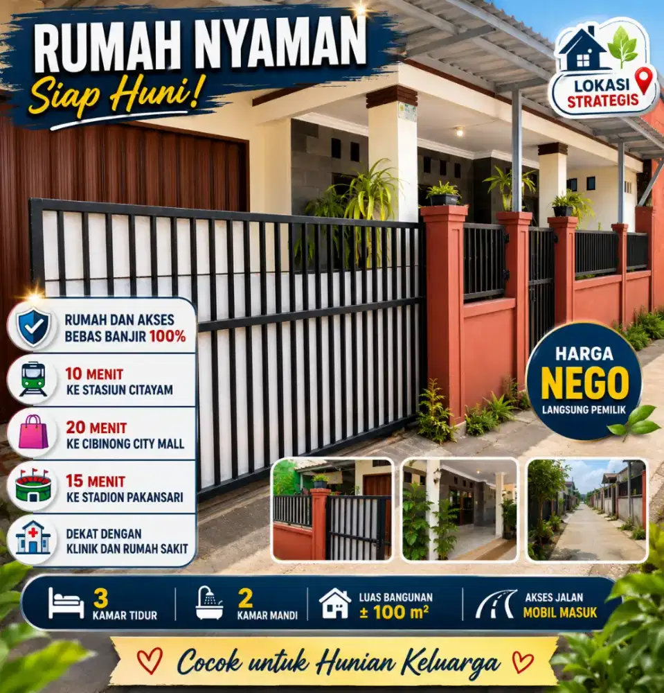 Dijual Rumah LT.150 (Sudah SHM), Lokasi dekat Mall dan Stadion
