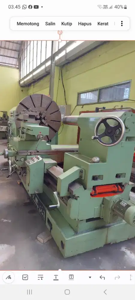 Mesin Bubut Germany kerja dia 2100 mm x panjang 3000 mm