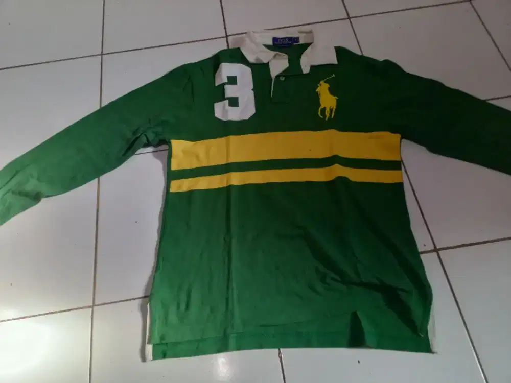 Polo Ralph Lauren Rugby Shirt Big Pony Green - Size M Custom Fit