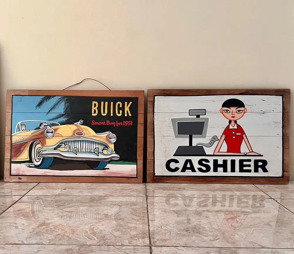 Hiasan dinding, berbahan dasar kayu yg vintage