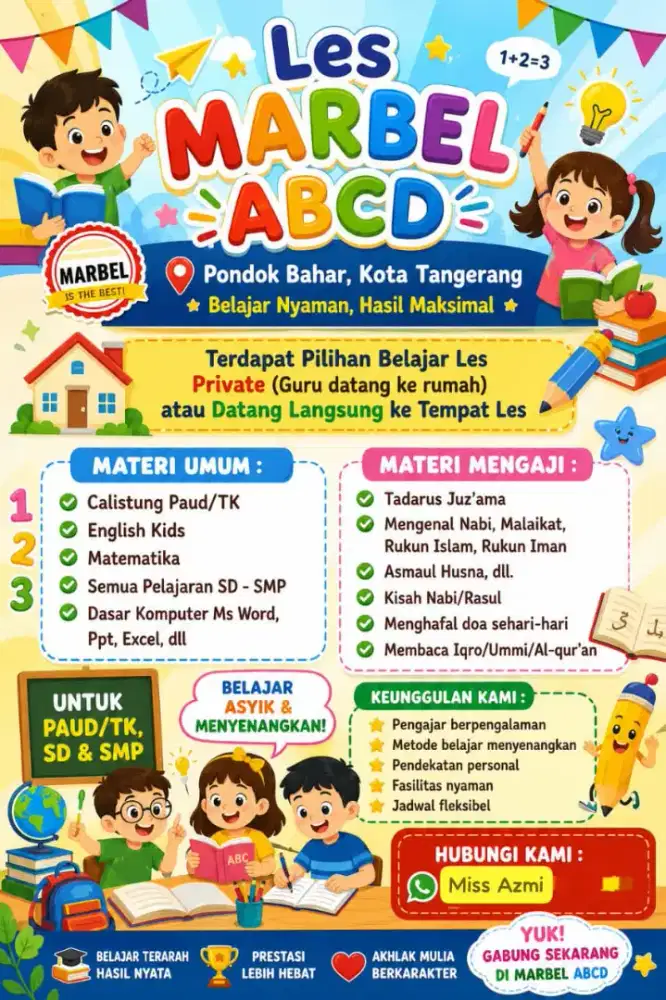 Bantu Nilai Anak Meningkat! Les Privat dan Tempat Les di Tangerang