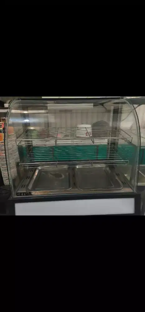 Jual showcase warmer untuk fried chicken atau gorengan merk Getra