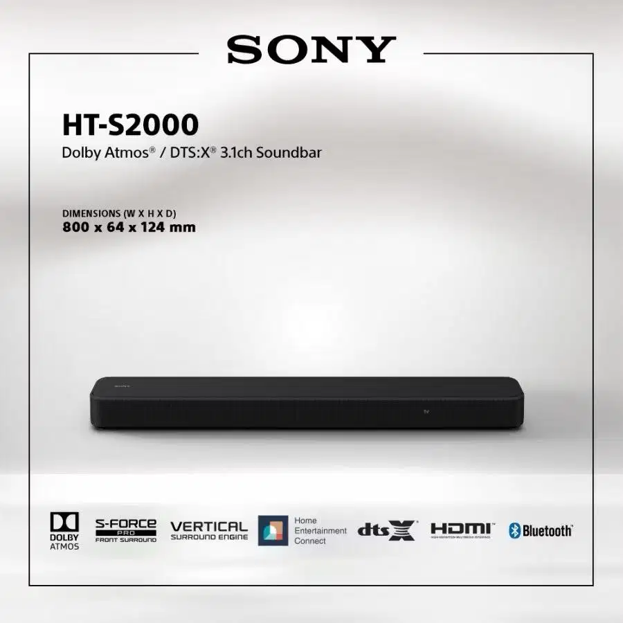 SONY Soundbar HT-S2000 Dolby Atmos / DTS:X 3.1ch