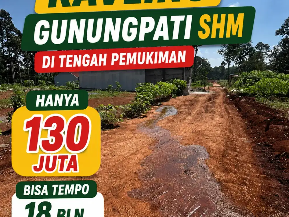 Dijual Murah Kavling Gunungpati SHM Ramai Pemukiman hanya 130 jt Bisa kredit 18 bln tanpa bunga DP 60%