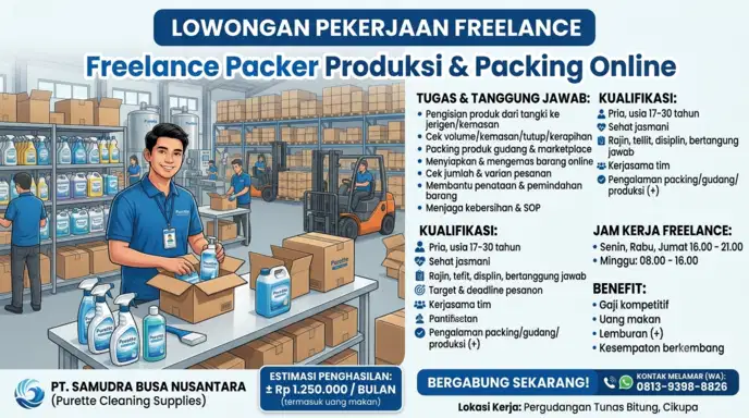Posisi: Freelance Packer Produksi & Packing Online