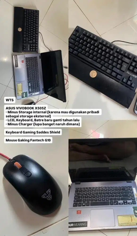 JUAL CEPAT LAPTOP ASUS VIVOBOOK X505Z MINUS STORAGE INTERNAL