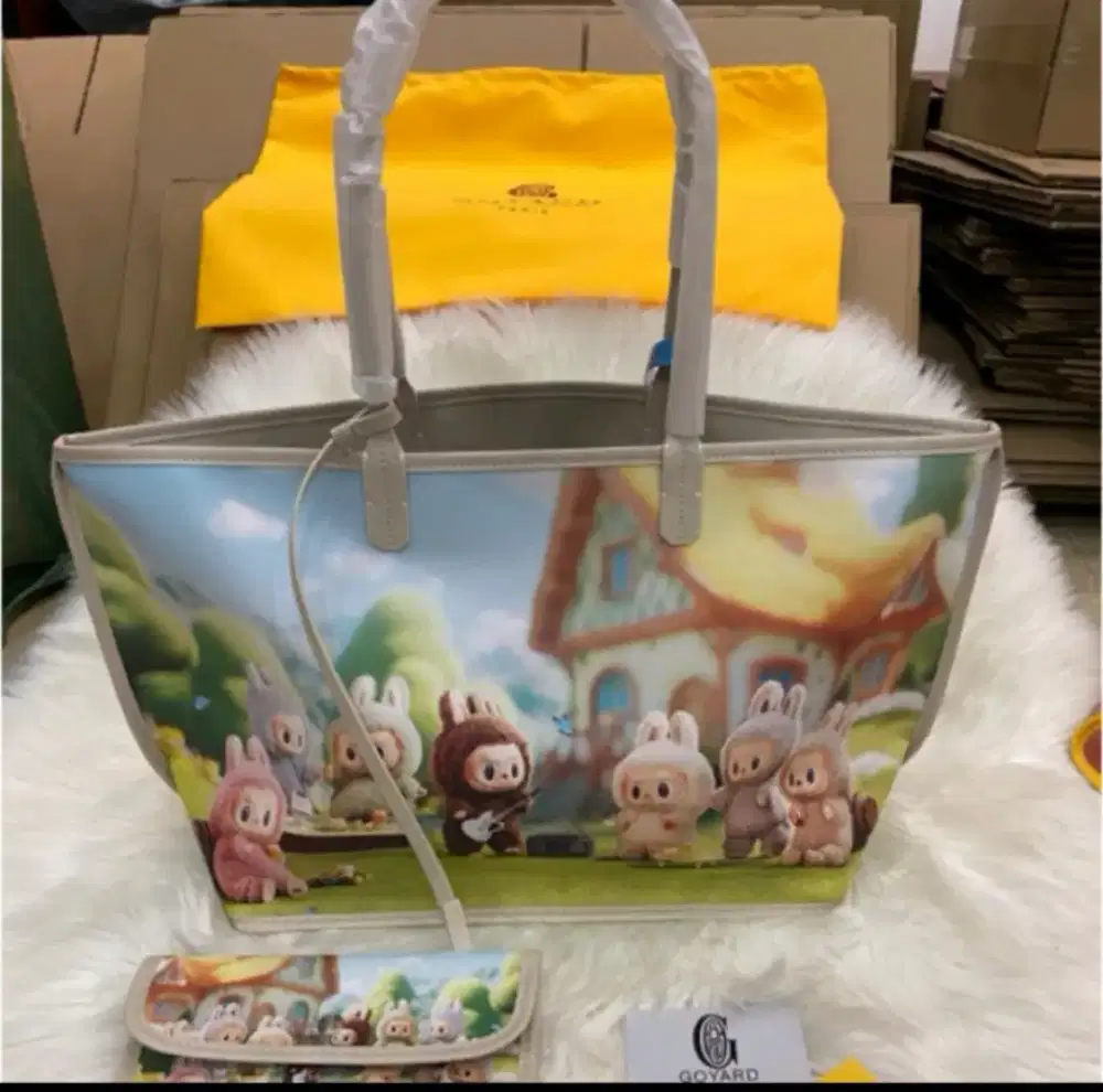 Tote goyard motif labubu