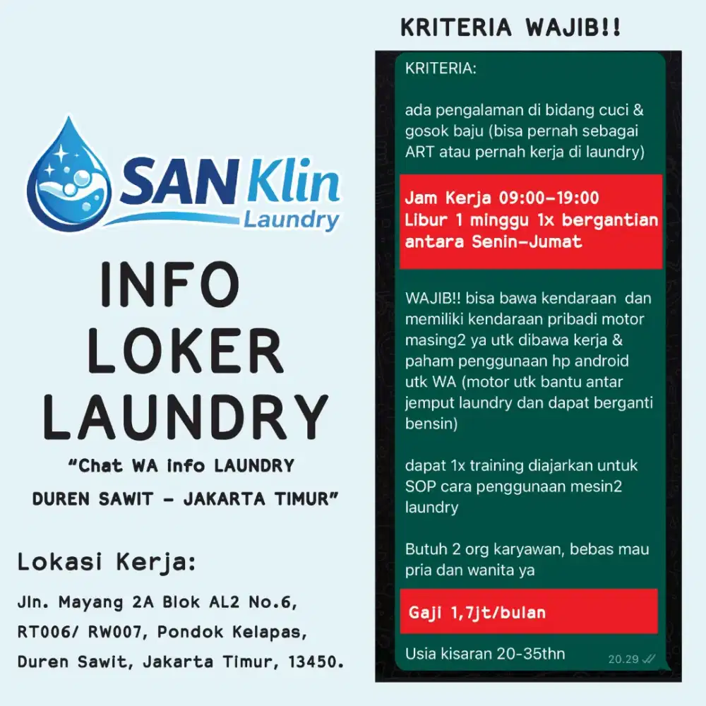 Lowongan kerja laundry