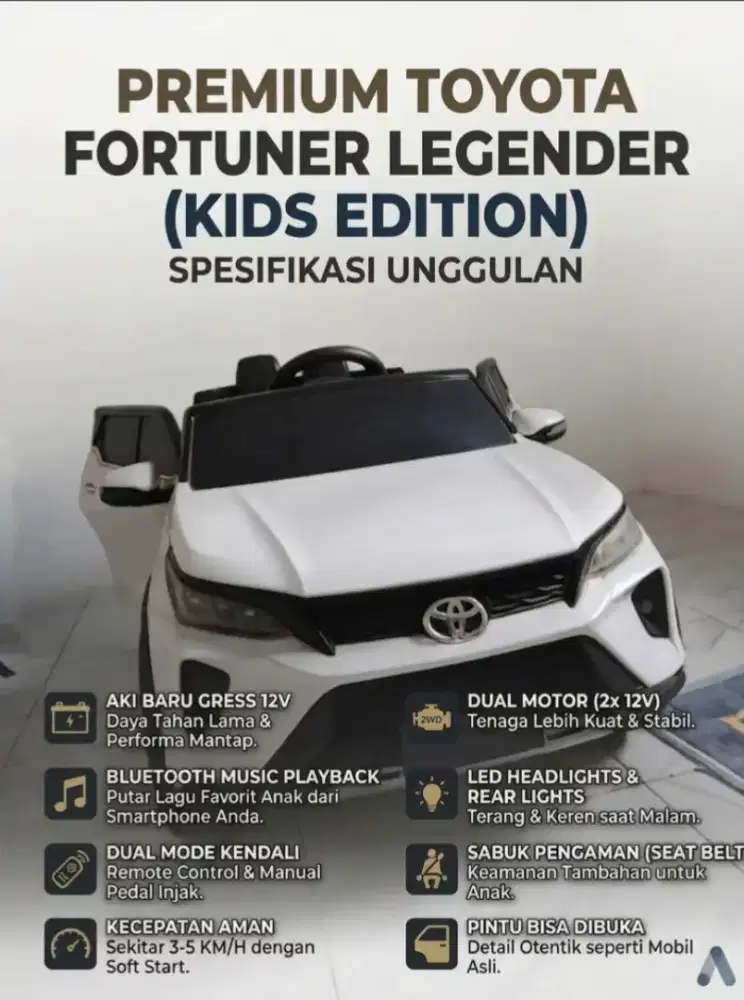 Mobil Aki Anak PMB Toyota Fortuner Legender M-7588 B EVA