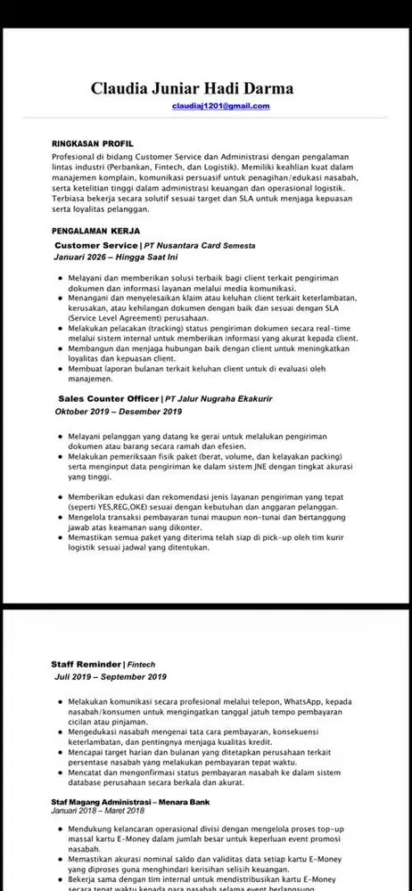 CARI PEKERJAAN | STAFF ADMIN | CUSTOMER SERVICE