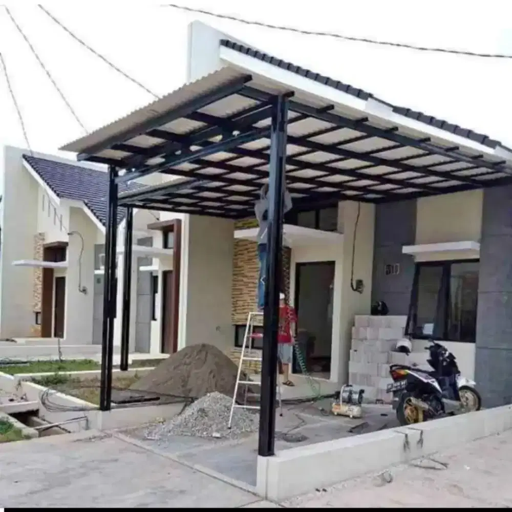 kanopi baja ringan atap alderon single tukang las tukang bangunan
