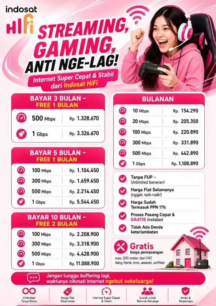 Jasa Pemasangan Wifi Pasang Wifi Masang wifi Indosat 100Mbps
