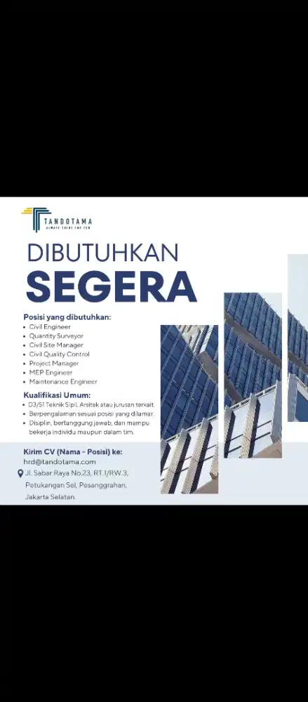 info lowongan untuk para kandidat yang kompeten