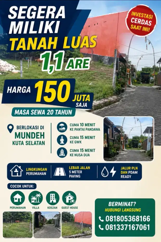 Tanah termurah sisa 1 kavling saja berlokasi di Kuta Selatan