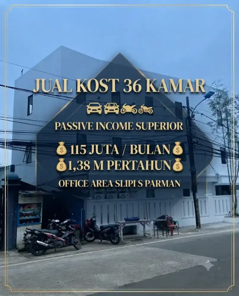JUAL BU KOST KOSAN 36 KAMAR OFFICE AREA SLIPI S PARMAN PALMERAH JAKBAR