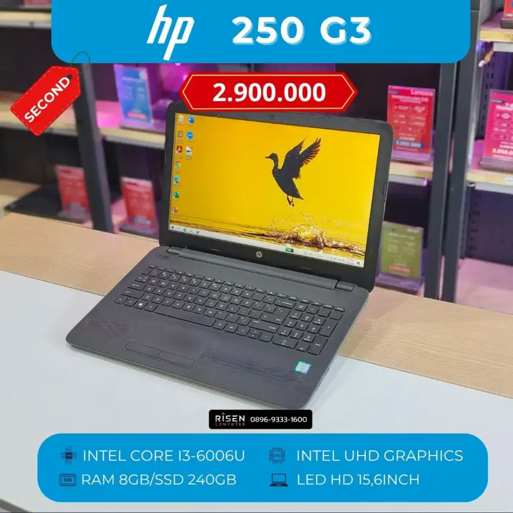 HP 250 G3 Core I3-6006U RAM 8GB SSD 240GB HD 15,6inch Bekas Laptop