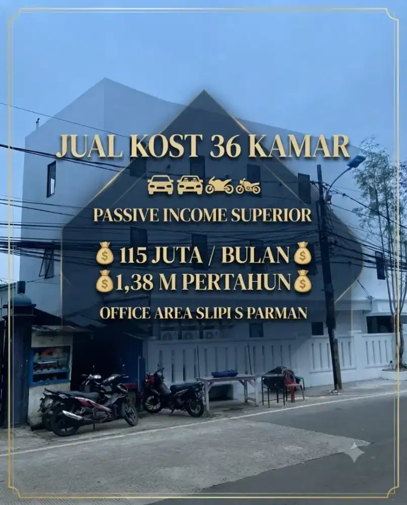 JUAL BU KOST KOSAN 36 KAMAR OFFICE AREA SLIPI S PARMAN PALMERAH JAKBAR