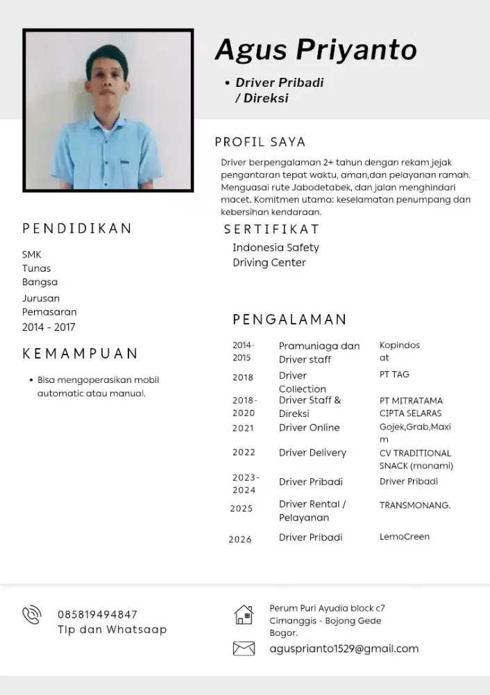 Menca loker driver pribadi