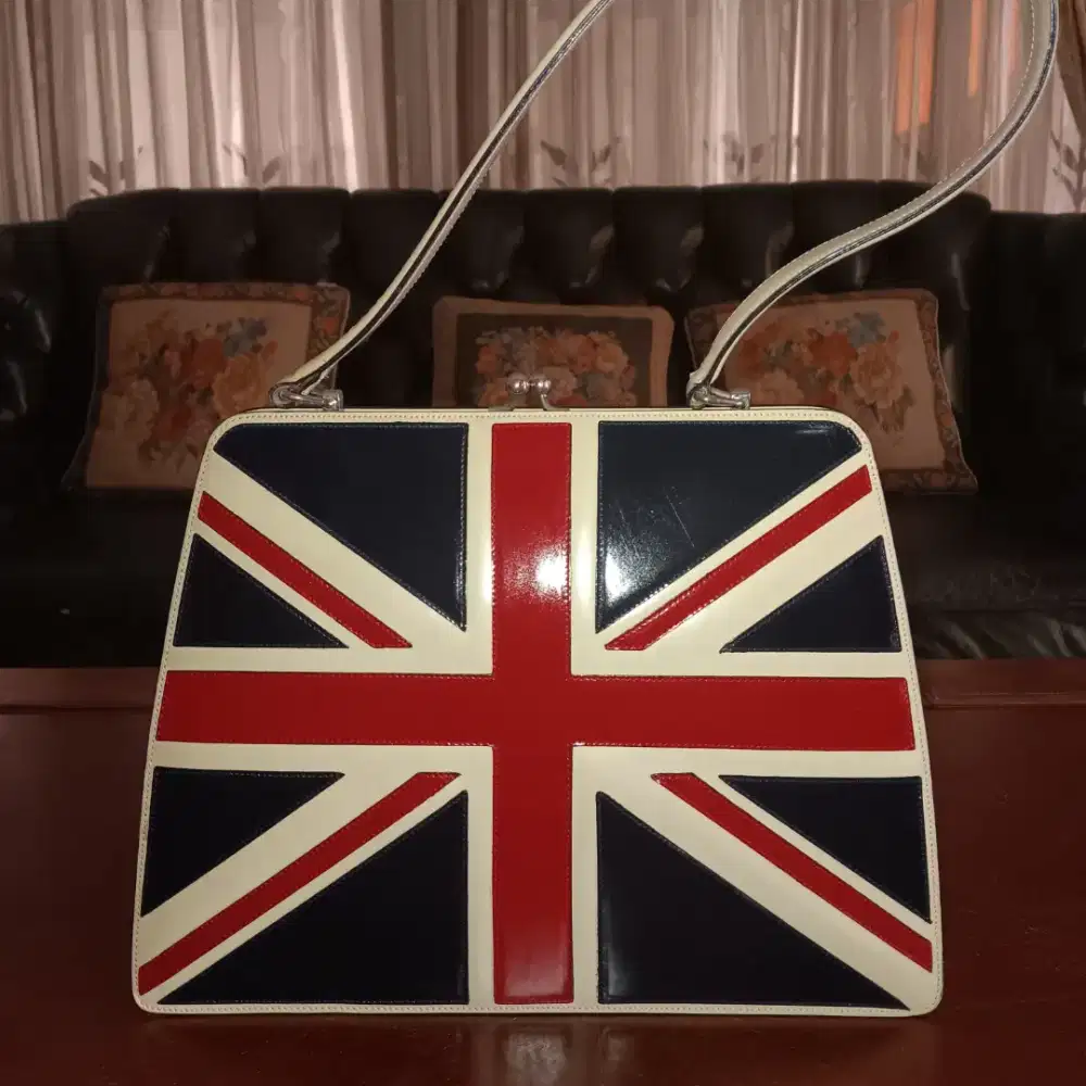 Tas Wanita Moschino Vintage Union Jack Second Asli (Original)
