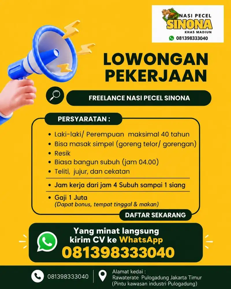 Freelance Karyawan kedai