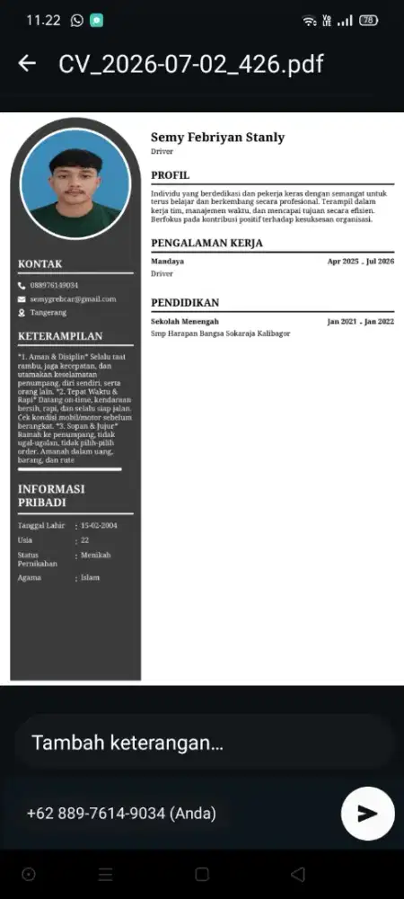 Info lowongan pekerjaan
