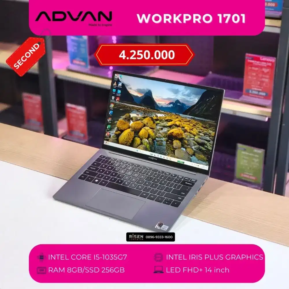 ADVAN WORKPRO 1701 Core I5-1035G7 RAM 8GB SSD 256GB FHD+ 14inch Second