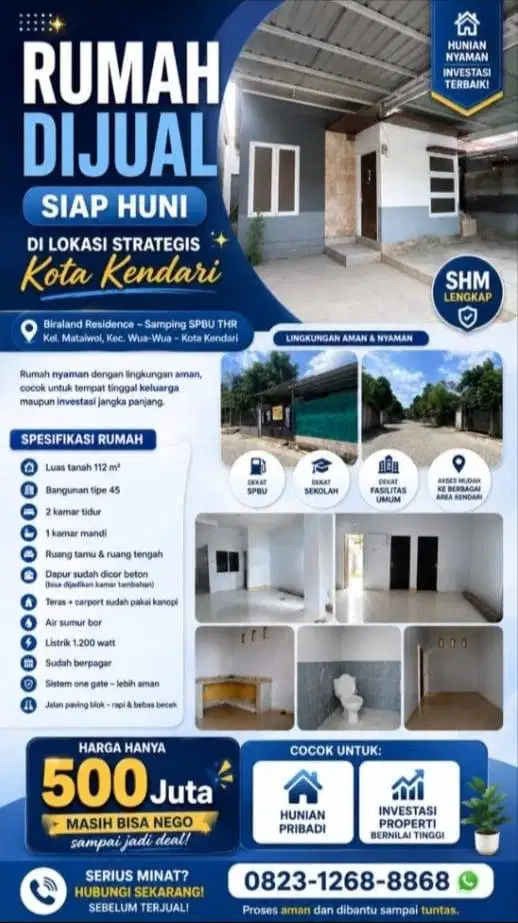 dijual rumah type 45
